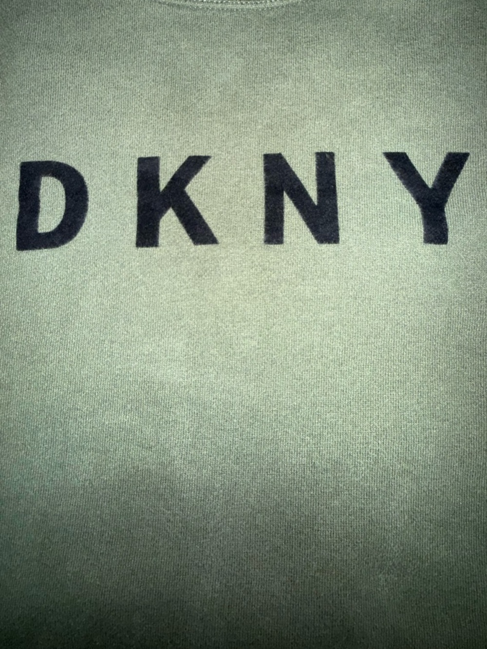 DKNY Sport Olive Green Logo Crewneck Sweatshirt Women’s Large Side Slit Hem - Picture 8 of 8